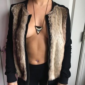 Faux Fur zip up sweater